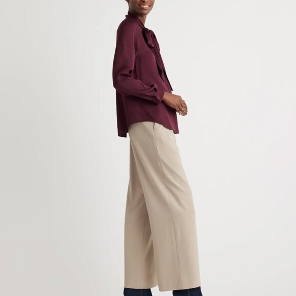 Quince Washable Stretch Silk Tie Neck Blouse - Picture 7 of 9